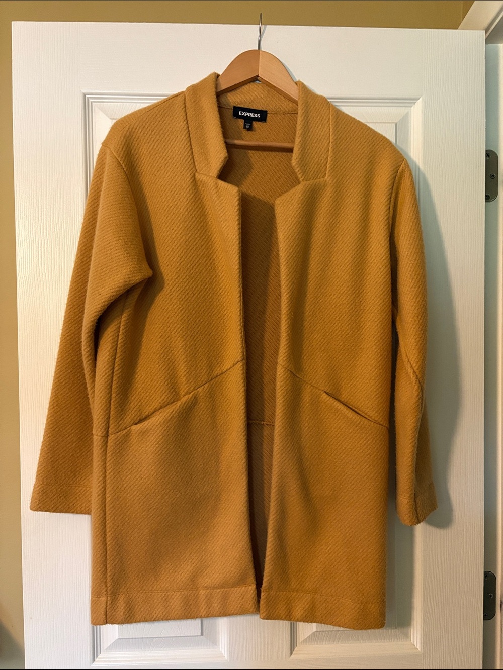 Express Women's Mustard/Tan Open-Front Trench Coat